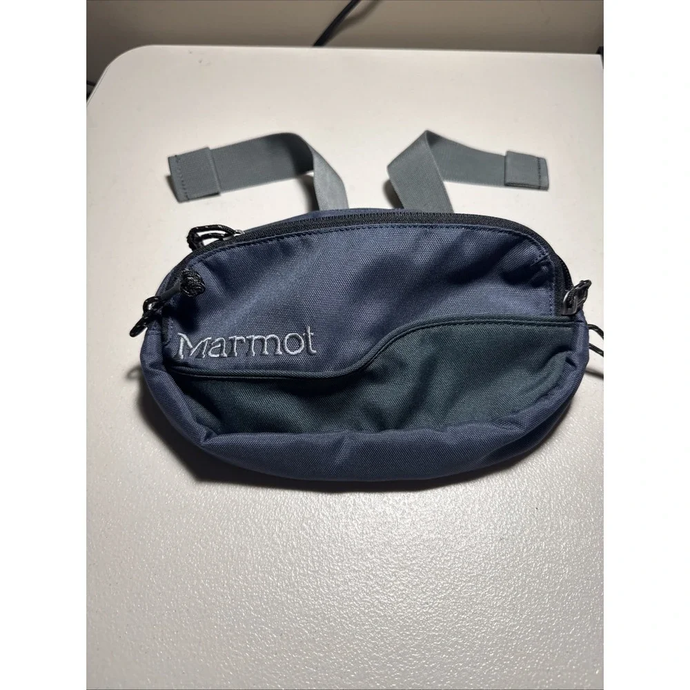 Marmot Waist Pack Multi Pocket Bag Lumbar Fanny Pack Bag Small Blue Two Zip